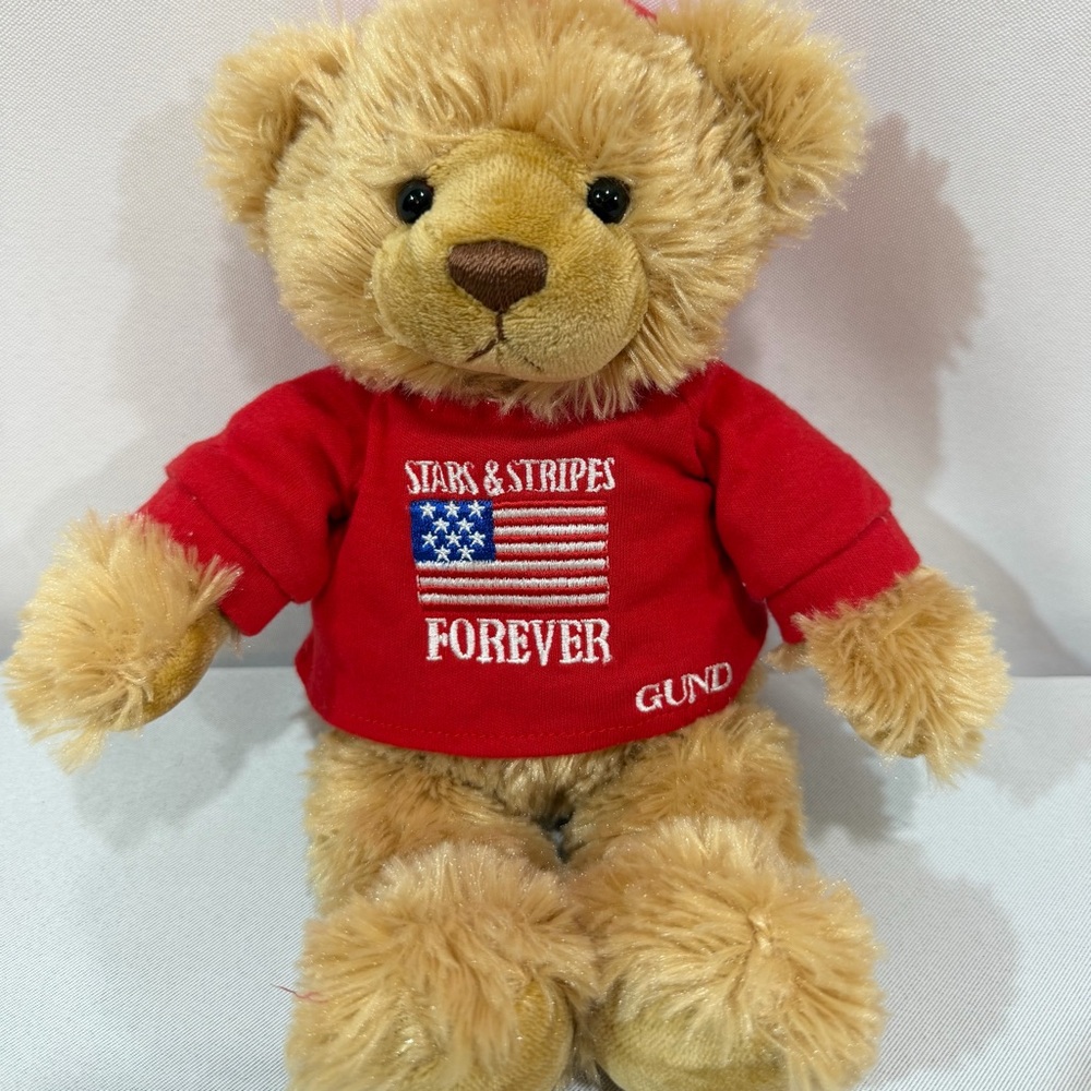 Gund Bear Hugs Celebrating America Stars and Stripes Plush Lovey Soft 11”